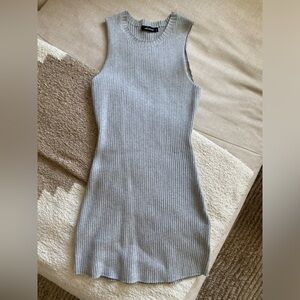Ribbed mini Oliveaceous dress